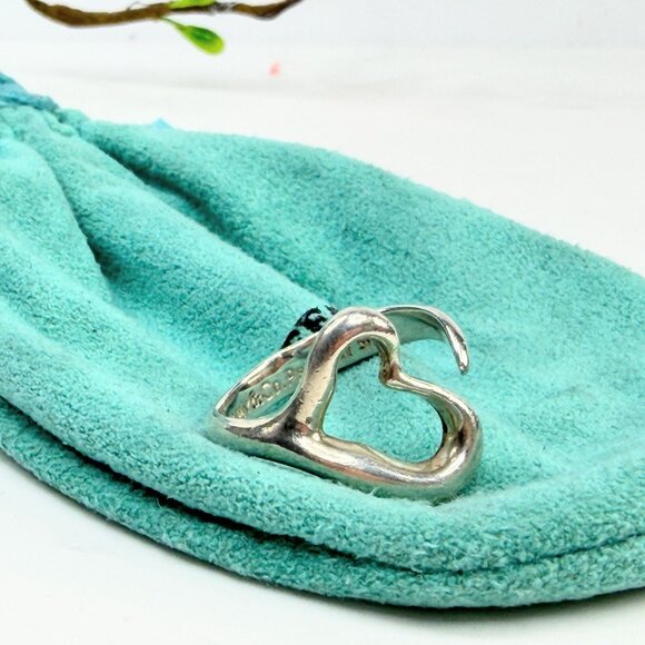 Tiffany Elsa Peretti Open Heart Ring Silver Sz6 JR1411